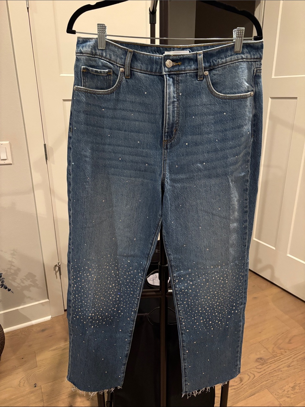 LOFT Blue Embellished Wide-Leg Jeans